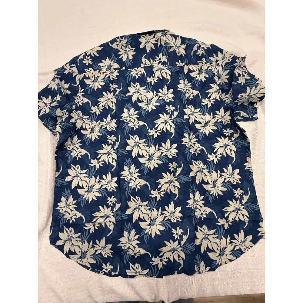 Lucky Brand Mens XXLT Blue Hawaiian Floral Shirt Tropical Button Up NWT Tall